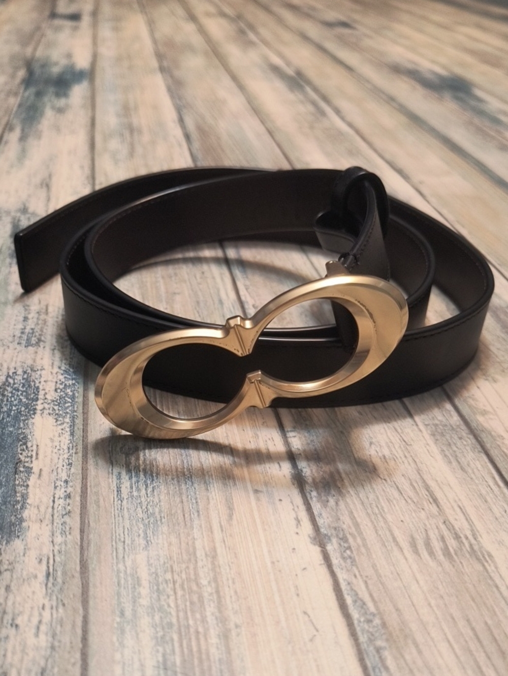 Coach Signature Buckle Belt, 25 Mm in Black/ Gold C1725 Sz Xl